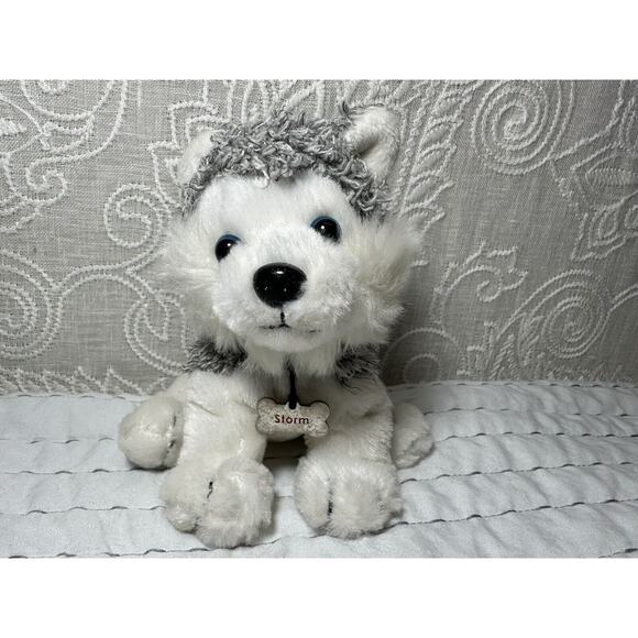Plushland Husky Dog Plush Stuffed Collar Storm 2006 5” Small Mini Grey Sitting - Picture 1 of 8